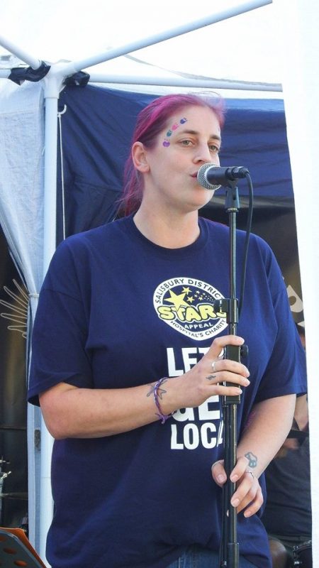 Becs singing at charity gig Festibull, August 2016